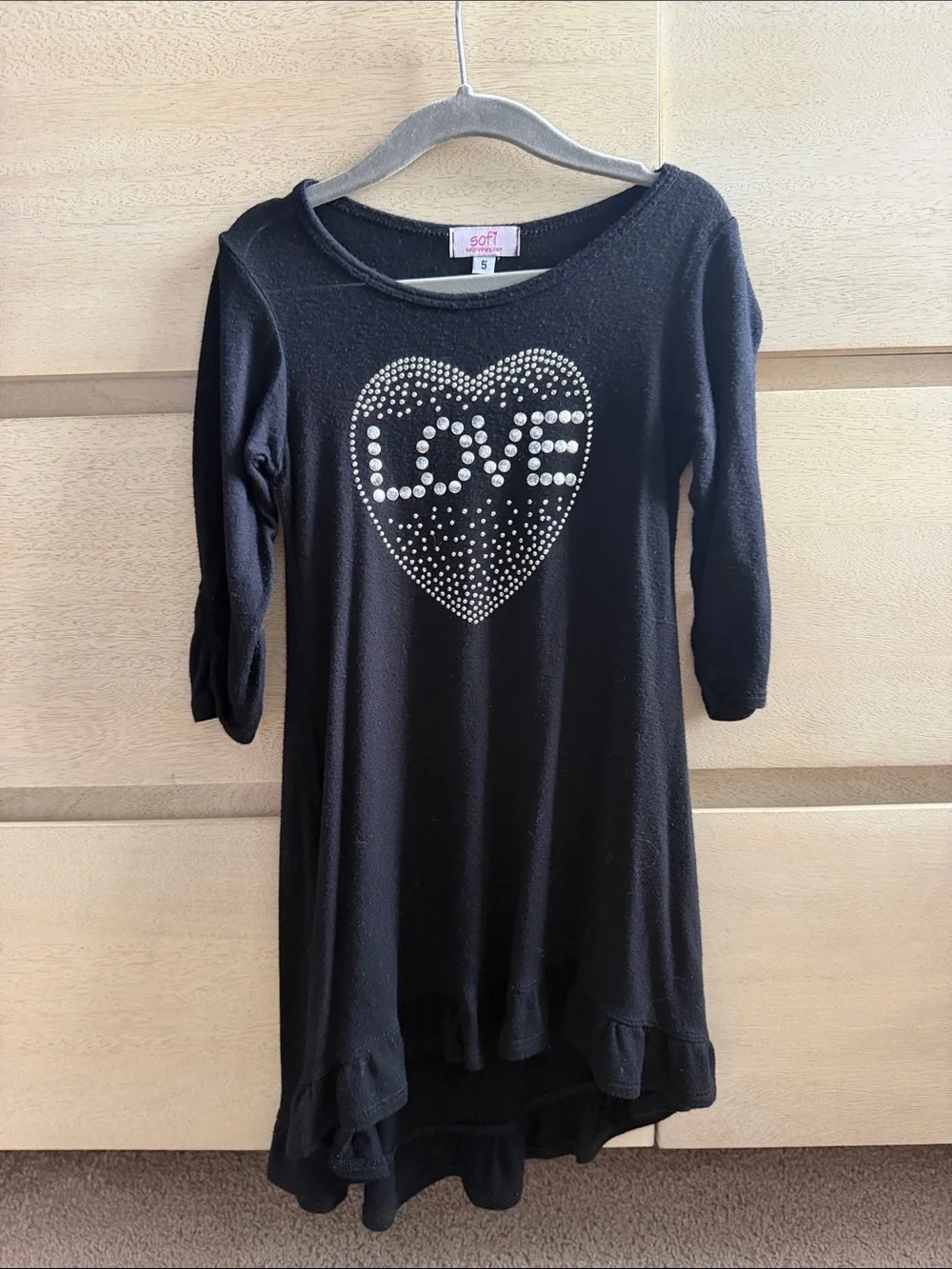 Soft Surroundings Black 'LOVE' Rhinestone Heart Tunic